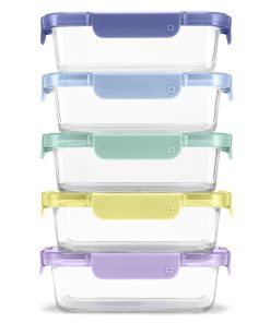 Color Lock® Glass Food Storage. 3.4 Cup Set of 5